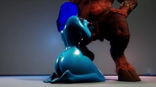 Monster Huge cock of this Minotaur perfectly stretches the pussy of this Blue skinned babe