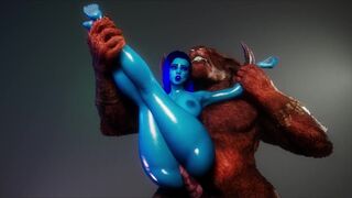 Monster Huge cock of this Minotaur perfectly stretches the pussy of this Blue skinned babe