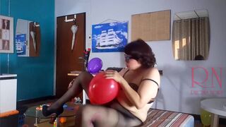 Office Obsession, The secretary in stockings Inflatables balloons masturbates with balloons. 22