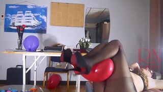 Office Obsession, The secretary in stockings Inflatables balloons masturbates with balloons. 22