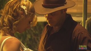 Attractive inexperienced blonde with small tits fucked by cowboys big hard dick