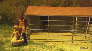 Attractive inexperienced blonde with small tits fucked by cowboys big hard dick