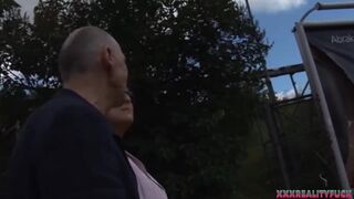 Horny matured boosty brunette fuck with stranger, taking cum on tits