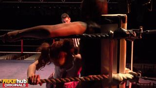 FAKEhub Redhead Teen and Ebony MILF teacher share a cock