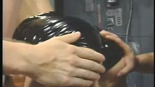 Gorgeous babe likes it when her wet tight holes are banged hard by huge poles - 1 image