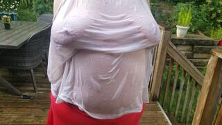 Tarablee Hotz- cooling off in the rain on a hot day. My wet t-shirt barely conceals my big tits. - 9 image