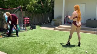 Big Ass Redhead Milf Plays Dick Ball With Step Son's Huge White Cock