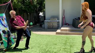 Big Ass Redhead Milf Plays Dick Ball With Step Son's Huge White Cock