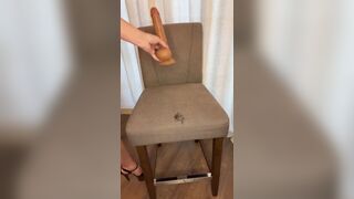 Blonde amateur slut fucking herself and riding a big dildo and vibrator