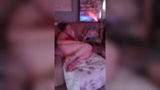 Cute girl smoking in red mini night dress