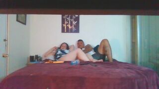 Sexy busty milf smoking while guy slides his hands up her skirt and plays with her pussy