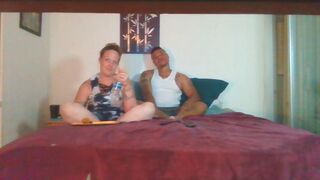 Sexy busty milf smoking while guy slides his hands up her skirt and plays with her pussy