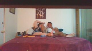 Sexy busty milf smoking while guy slides his hands up her skirt and plays with her pussy