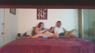 Sexy busty milf smoking while guy slides his hands up her skirt and plays with her pussy