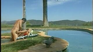 Sexy lifeguard gets her pussy licked and fucked outdoors