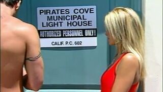 Blonde beauty grabs her large tits while getting her wet pussy eaten and fucked